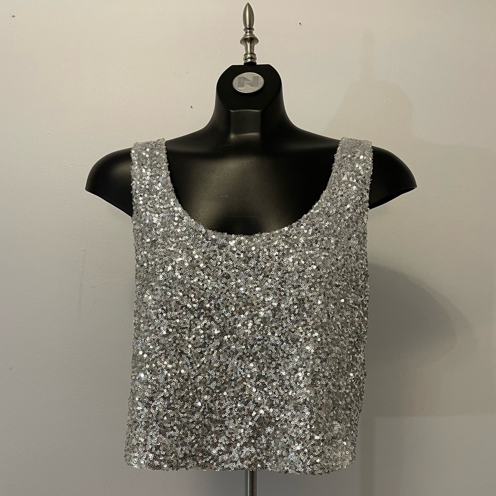 Silver Sequin Crop Top